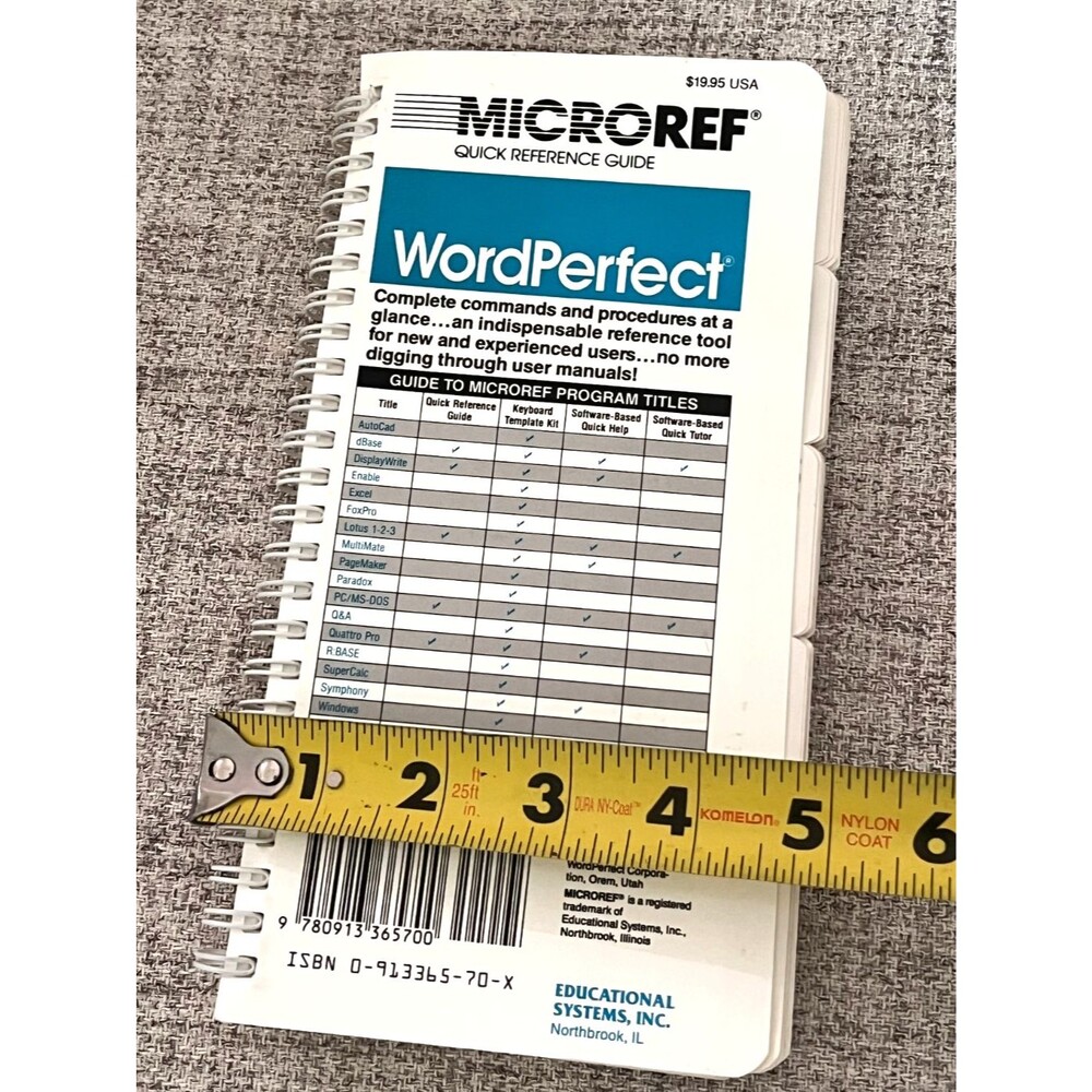 Vtg WordPerfect 5.1 MicroRef Quick Reference Command Guide Shortcut Codes IBM PC - Picture 10 of 10